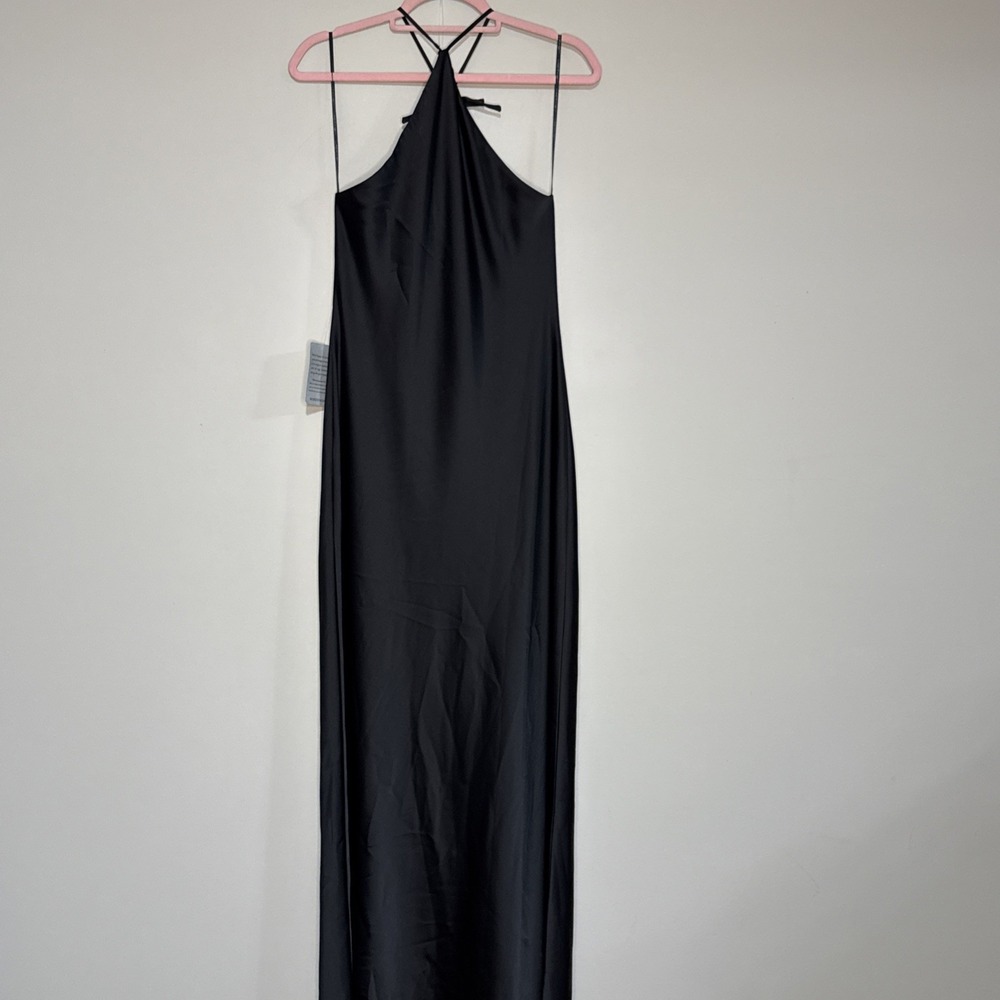 WAYF Womens Araceli Halter Strap Satin Slipdress Size Small Nwt Black #148 - Picture 10 of 16